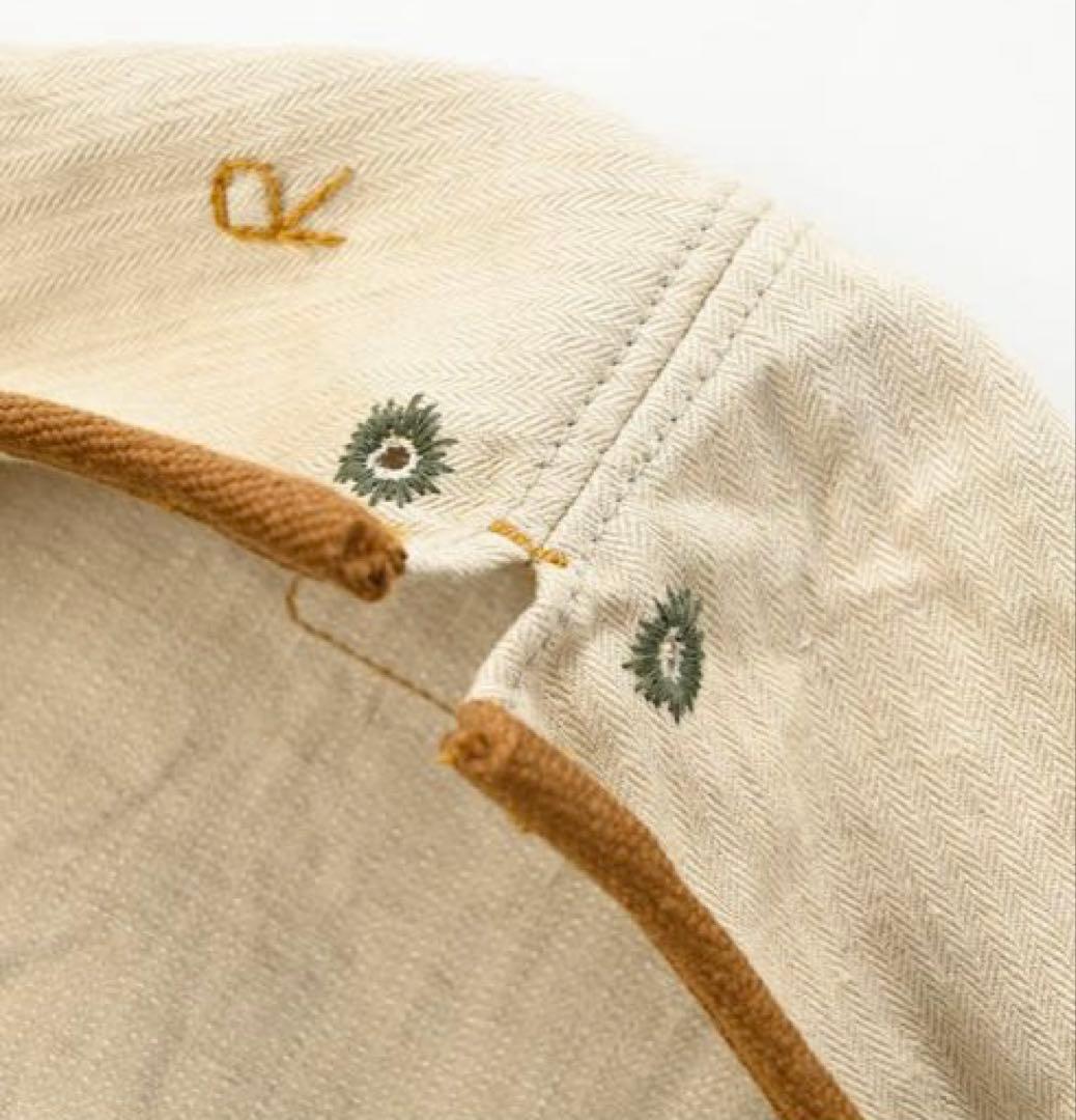 ４５ｒ　リネンヘリンボンのベレー 新品未使用　サンドベージュＭ