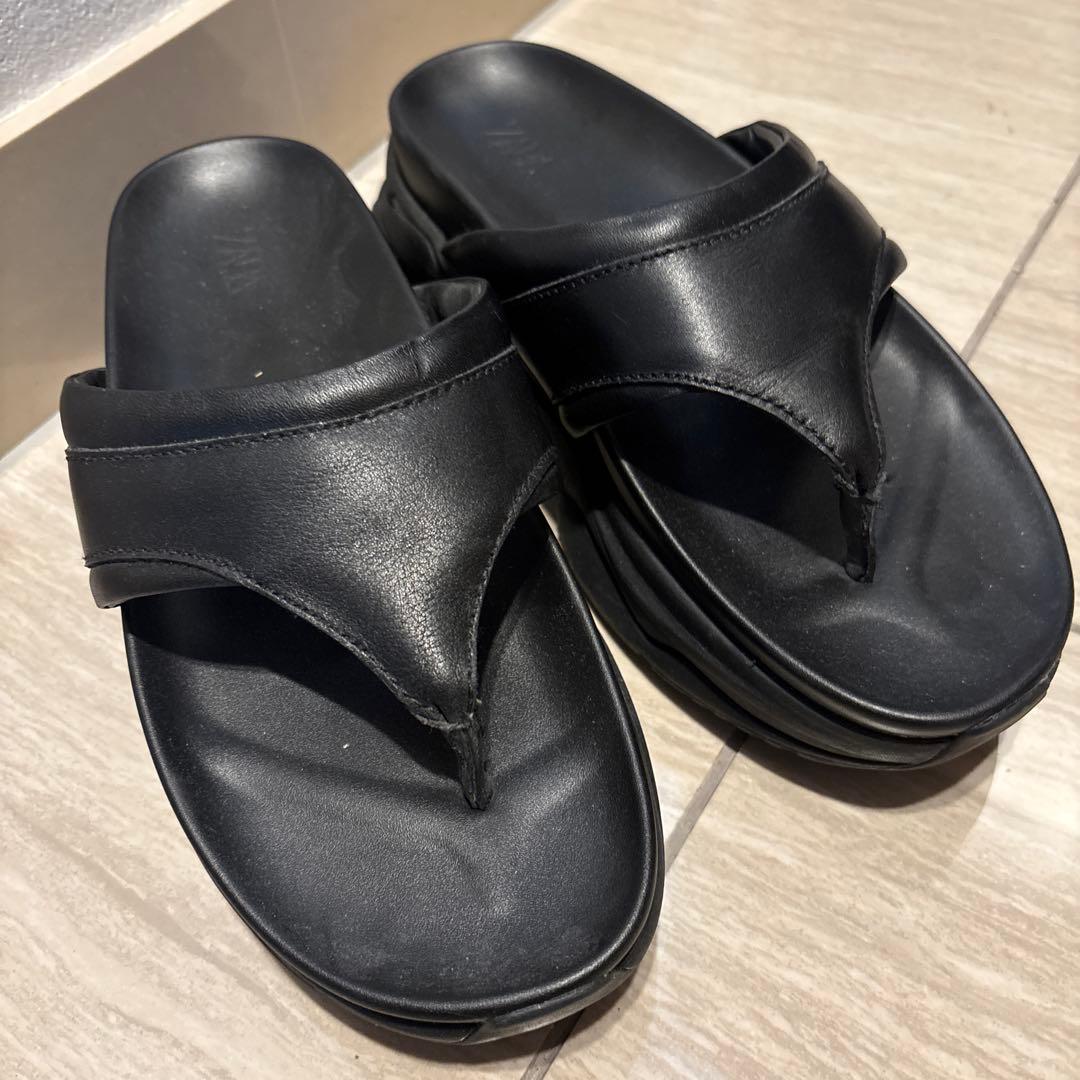 ZARA ザラ トングサンダル 40 ビブラムソール ブラック 厚底