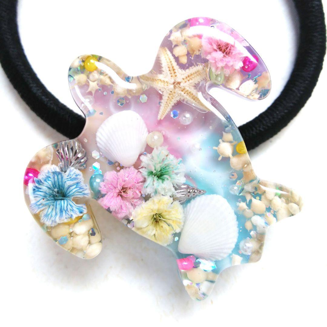 ヘアクリップ レジン 6.5cmオーバル 美しいマトリカリア 水色