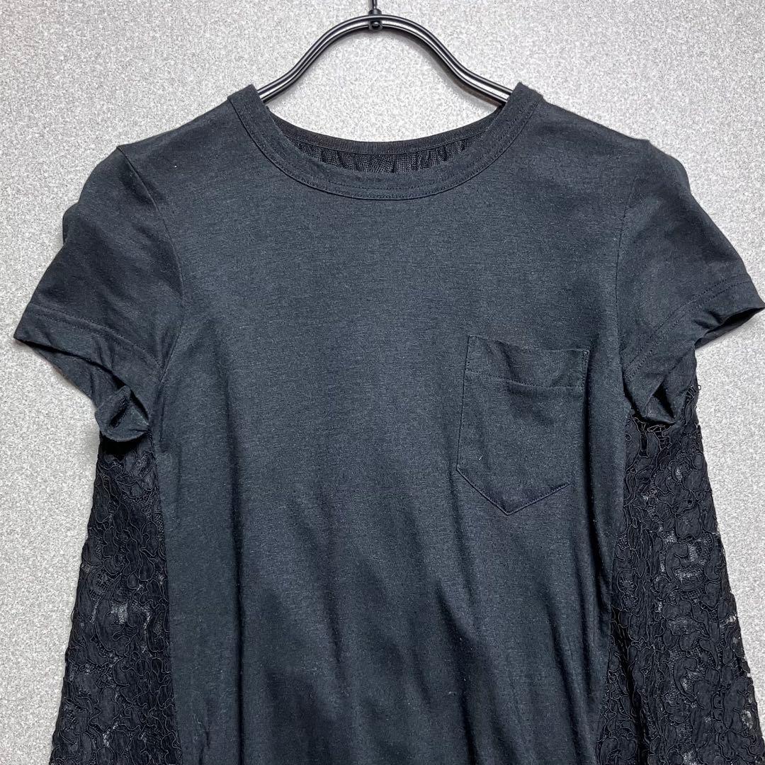 sacai バックフレアレース切替Tシャツ プルオーバー 半袖カットソー サカイ