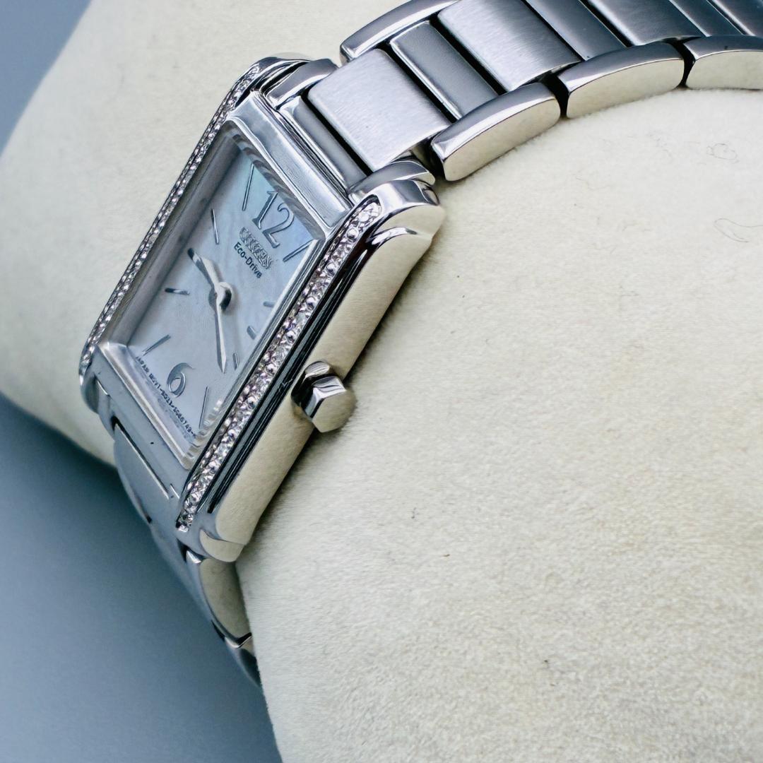 稼働品 CITIZEN エコドライブ レディース ソーラー 腕時計 シェル 上品