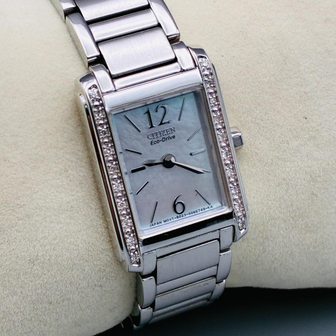 稼働品 CITIZEN エコドライブ レディース ソーラー 腕時計 シェル 上品