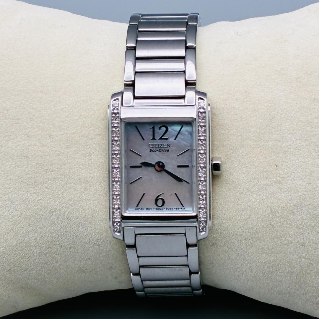 稼働品 CITIZEN エコドライブ レディース ソーラー 腕時計 シェル 上品