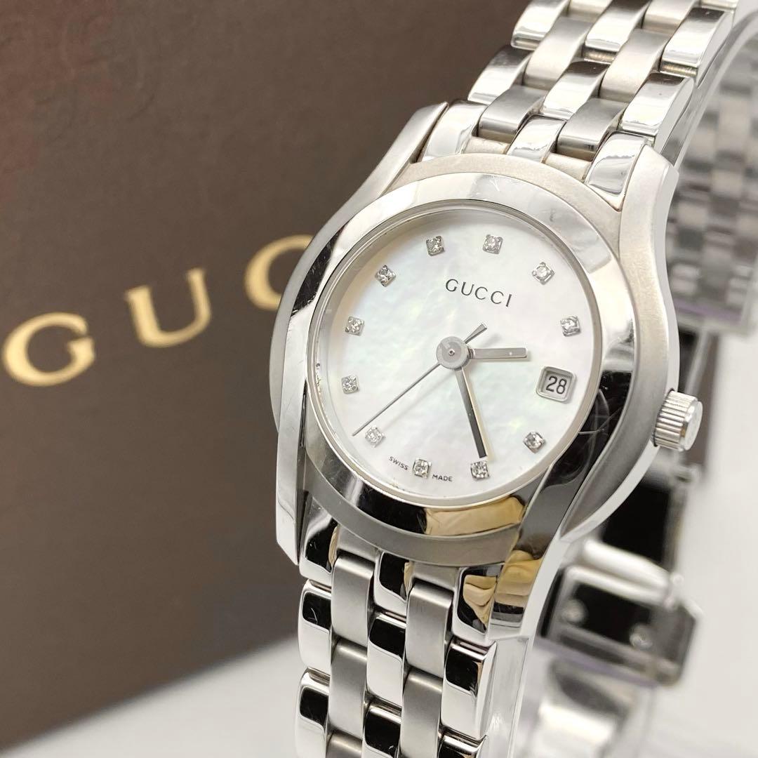 極良品☆稼働　GUCCI　新品電池　11Pダイヤ　5500L レディース腕