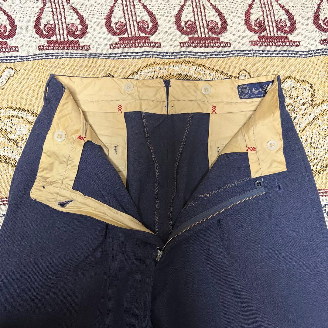 50s 60s 極太 wool slacks ネイビー ギャバジン ギャバスラ