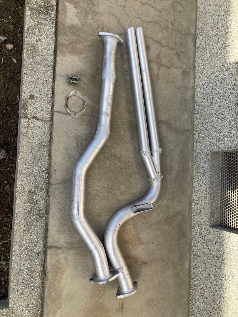 180sxワンオフ直管マフラー 2本出し ガスケット付き