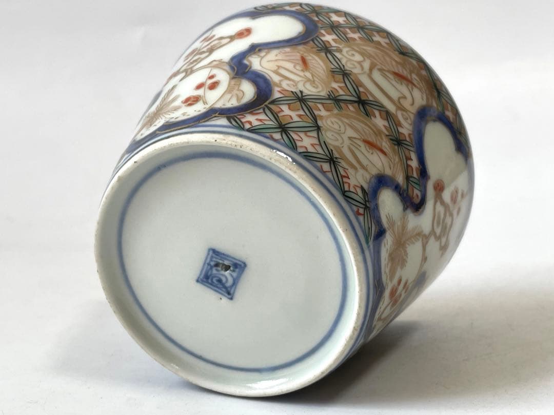 骨董　アンティーク　古伊万里　色絵　梅文様　蕎麦猪口　渦福　大ぶり
