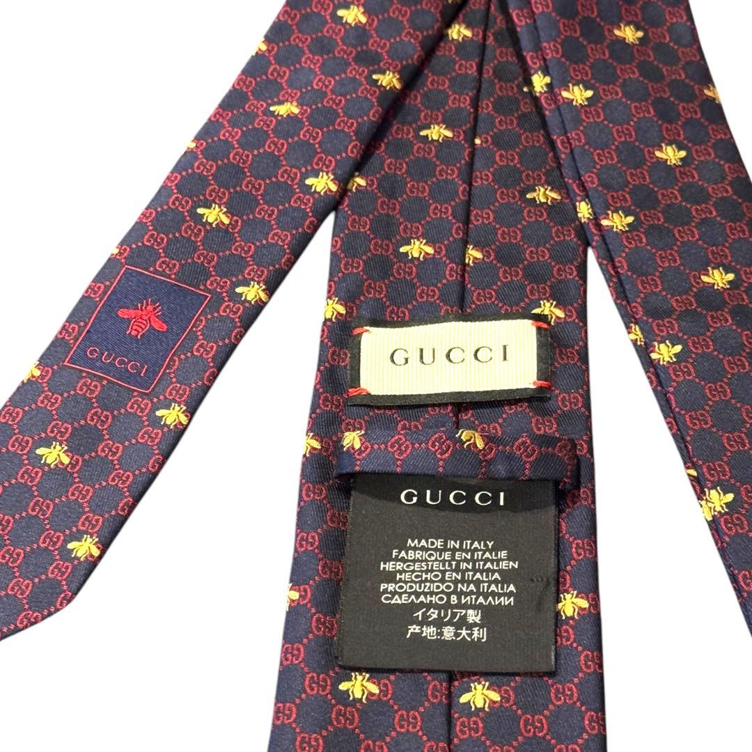 ハ*ピ様 【極美品】GUCCI シルク ネクタイ 蜂　刺繍