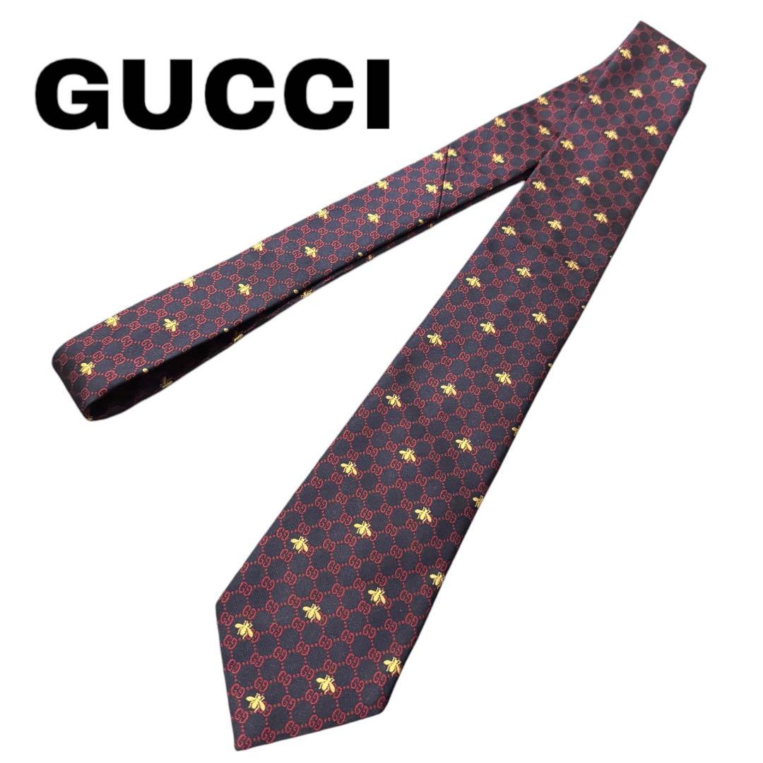ハ*ピ様 【極美品】GUCCI シルク ネクタイ 蜂　刺繍