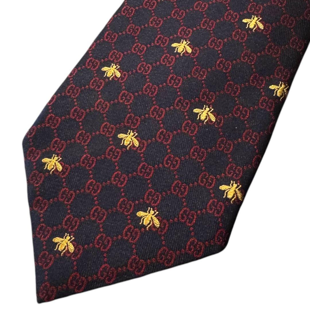 ハ*ピ様 【極美品】GUCCI シルク ネクタイ 蜂　刺繍
