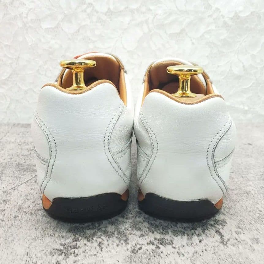 ✨HERMÈS✨クイック レザースニーカー 白 36.5 Hロゴ 白 オレンジ