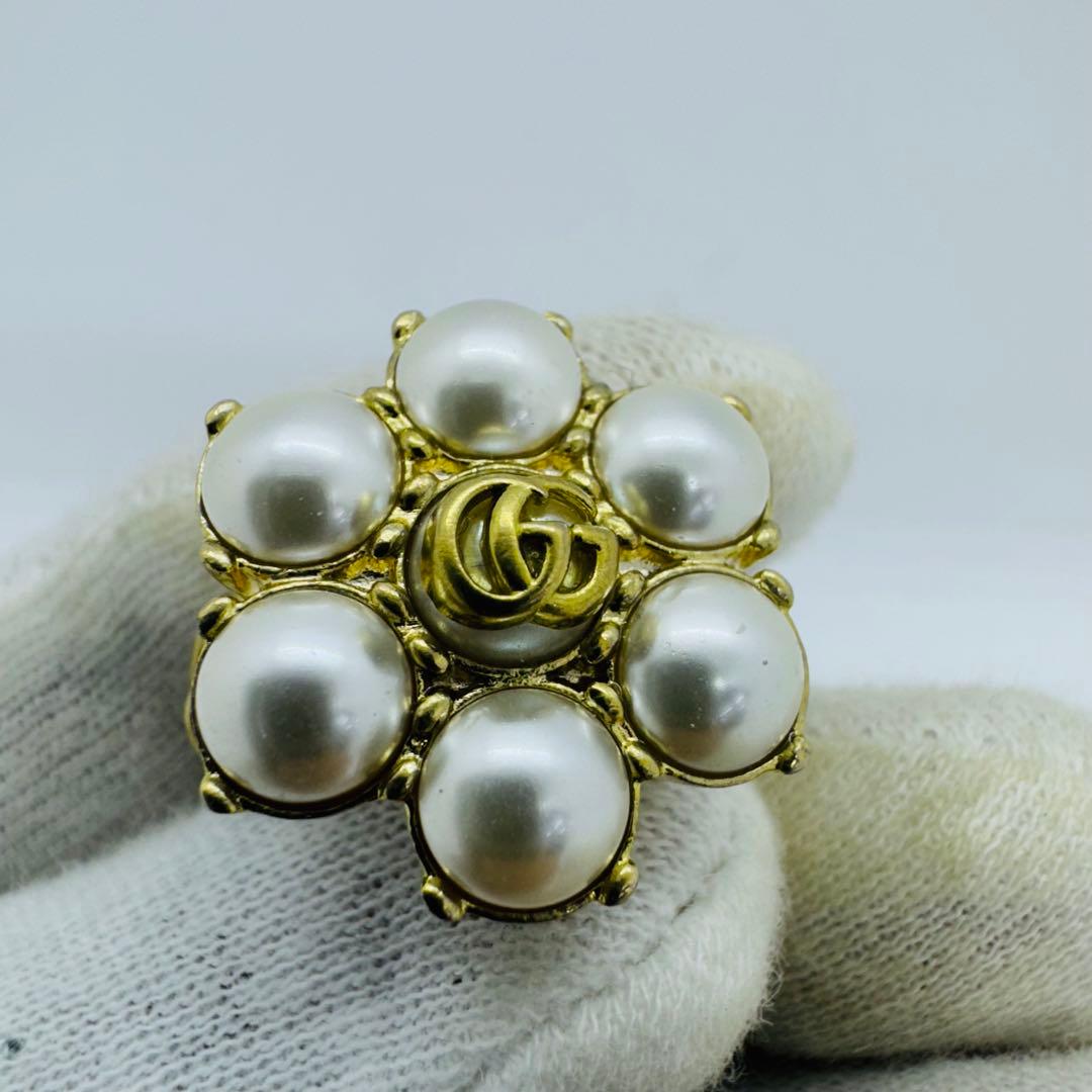 ✨GUCCI✨グッチ✨パール✨花型✨GGマーク✨リング✨
