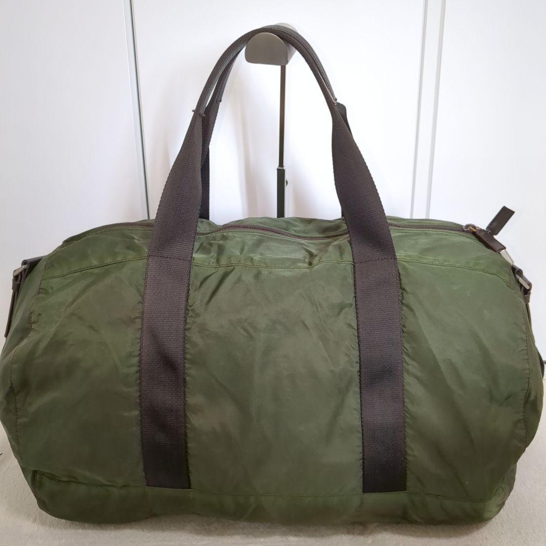PRADA ボストンバッグ 2way 三角ロゴ テスートナイロン カーキ 希少色