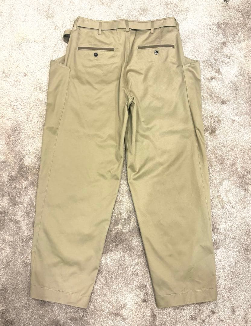 未使用 Sacai サカイ 25SS ベルテッド コットン チノパンツ サイズ1