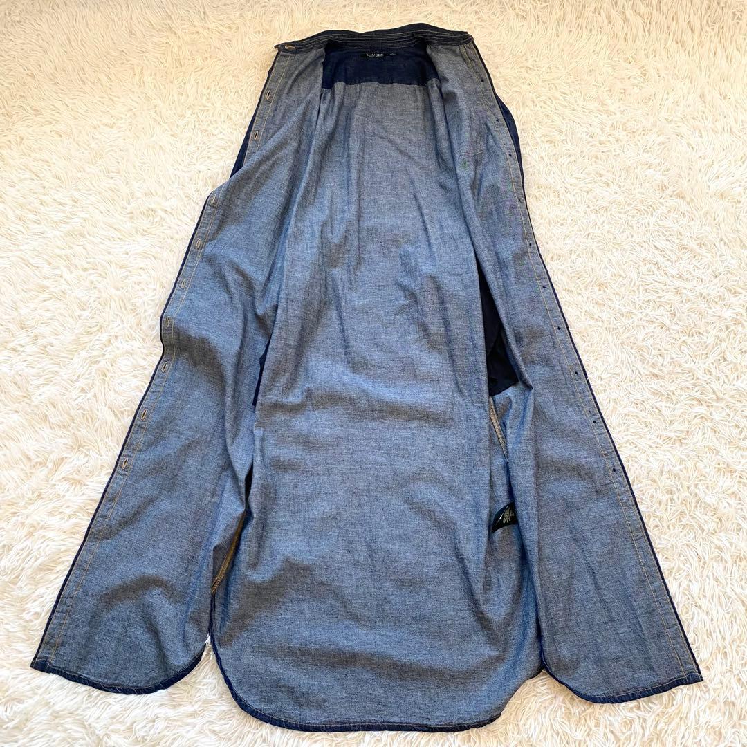 【美品】ローレンラルフローレン　デニム　シャツワンピース　大きい　インディゴ