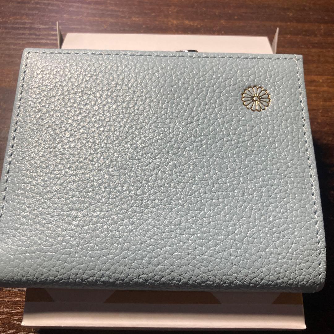 皇居　財布　牛革　ペールブルー