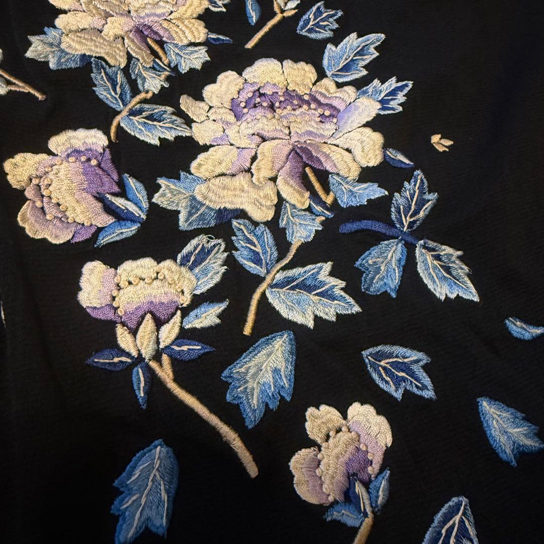 【vivienne tam】花柄刺繍タイトスカート 黒　パワーネット