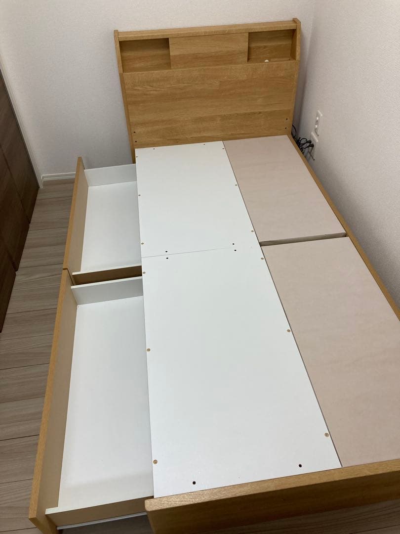 シングルベッド 引き出し収納 コンセント2個つき