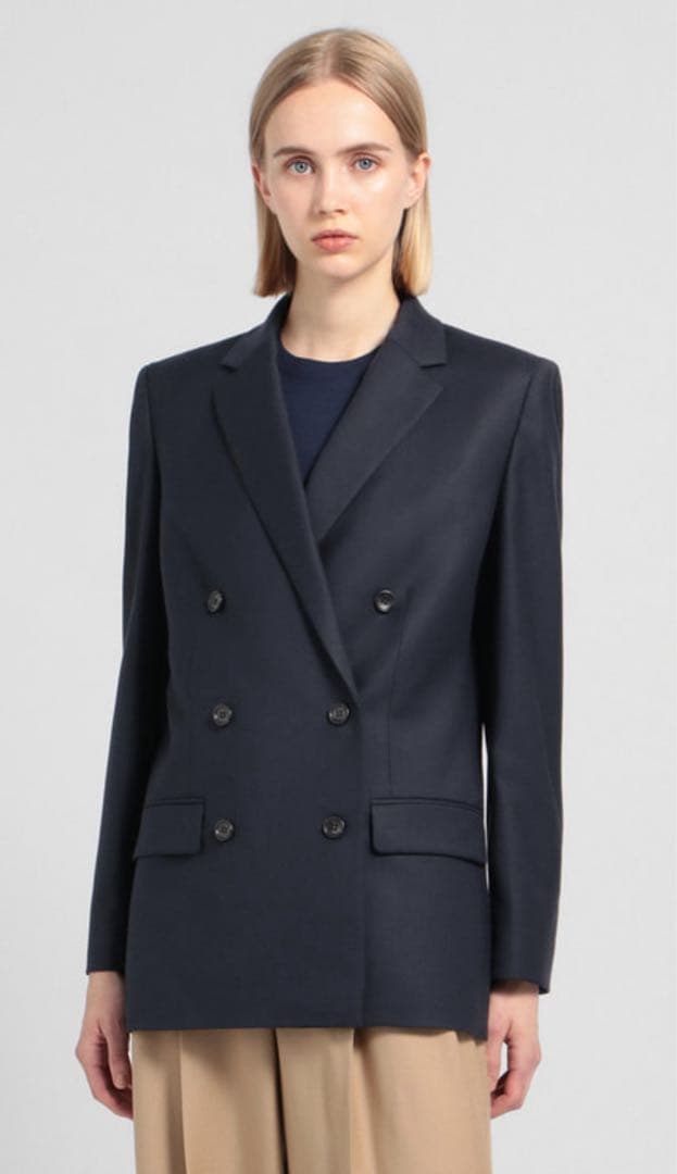 未使用　24AW セオリー　SLEEK FLANNEL BOXY DB JKT