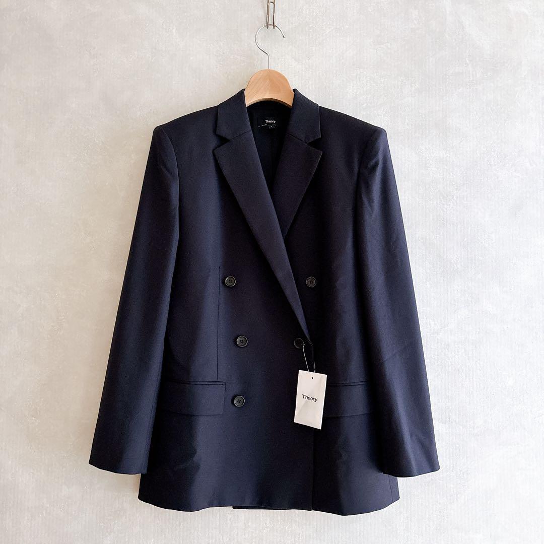 未使用　24AW セオリー　SLEEK FLANNEL BOXY DB JKT