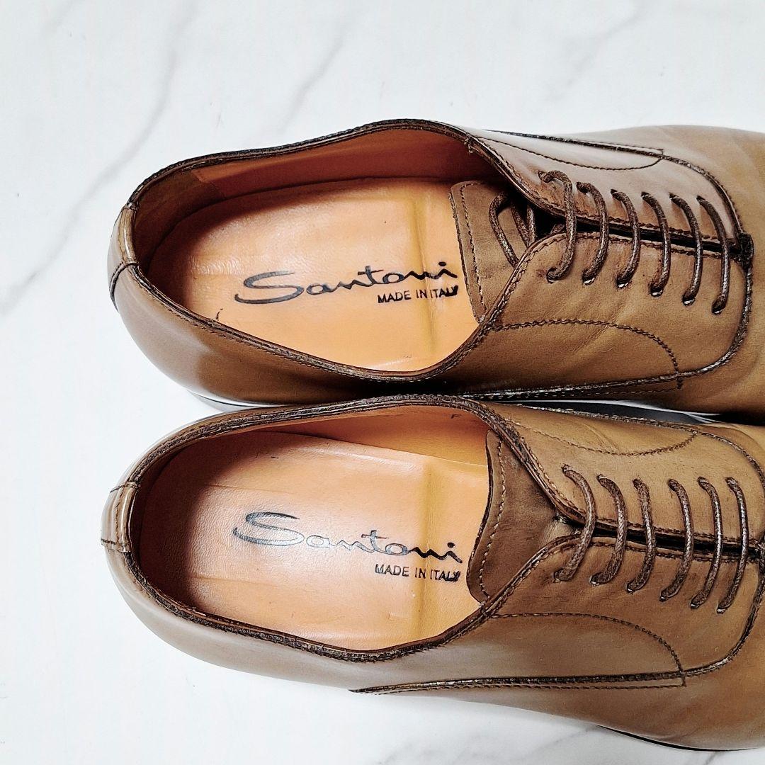 サントーニ Santoni プレーントゥ 25.5レザーシューズ 革靴 茶