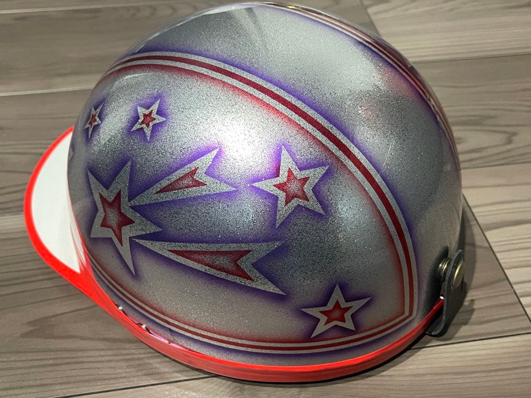 星 コルク半 ヘルメット 旧車會 暴走族 三段シート ロケットカウル