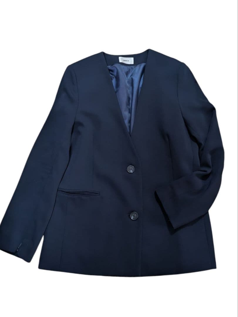 アニーカ　ANIECA　ノーカラージャケット　ネイビー　希少