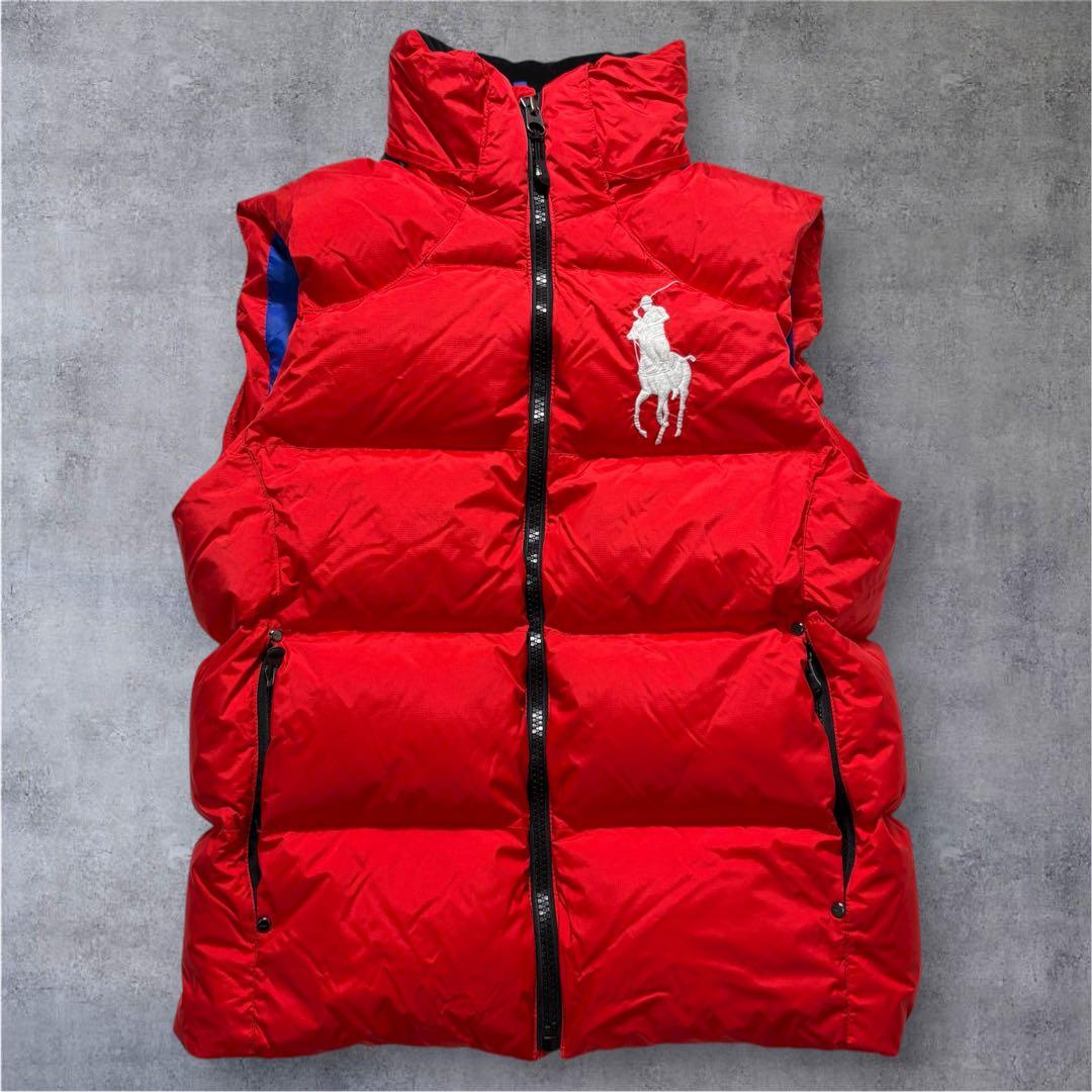【美品】POLO RALPH LAUREN　ダウンベスト　ビッグポニー　刺繍