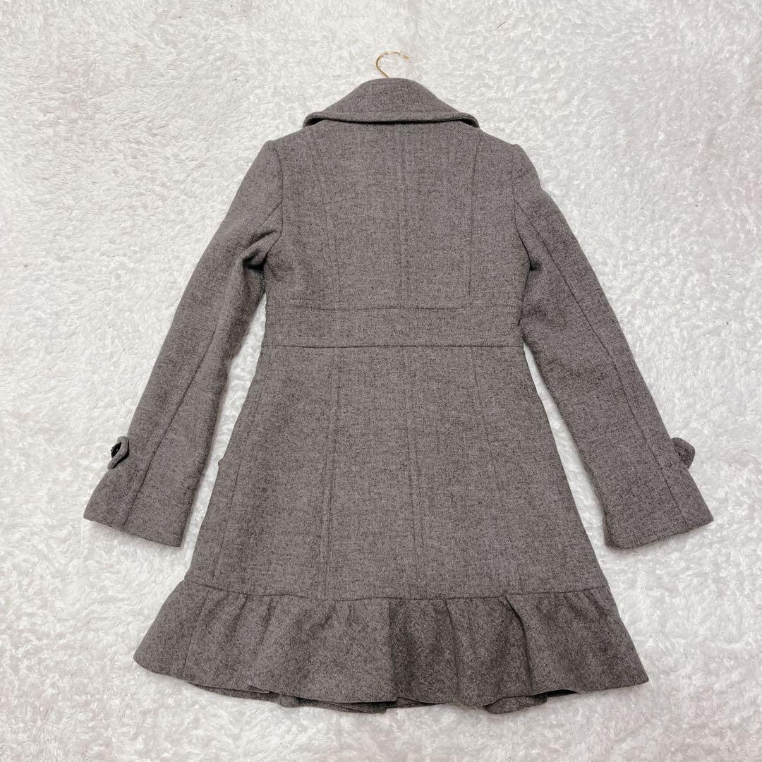 美品 バーバリーブルーレーベル アンゴラ ステンカラーコート グレー チェック