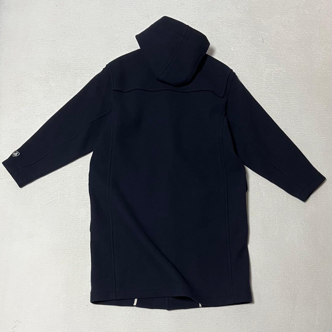 極美品 オーシバル ジーロンラム メルトン ジップ フード 比翼ウールコート 紺