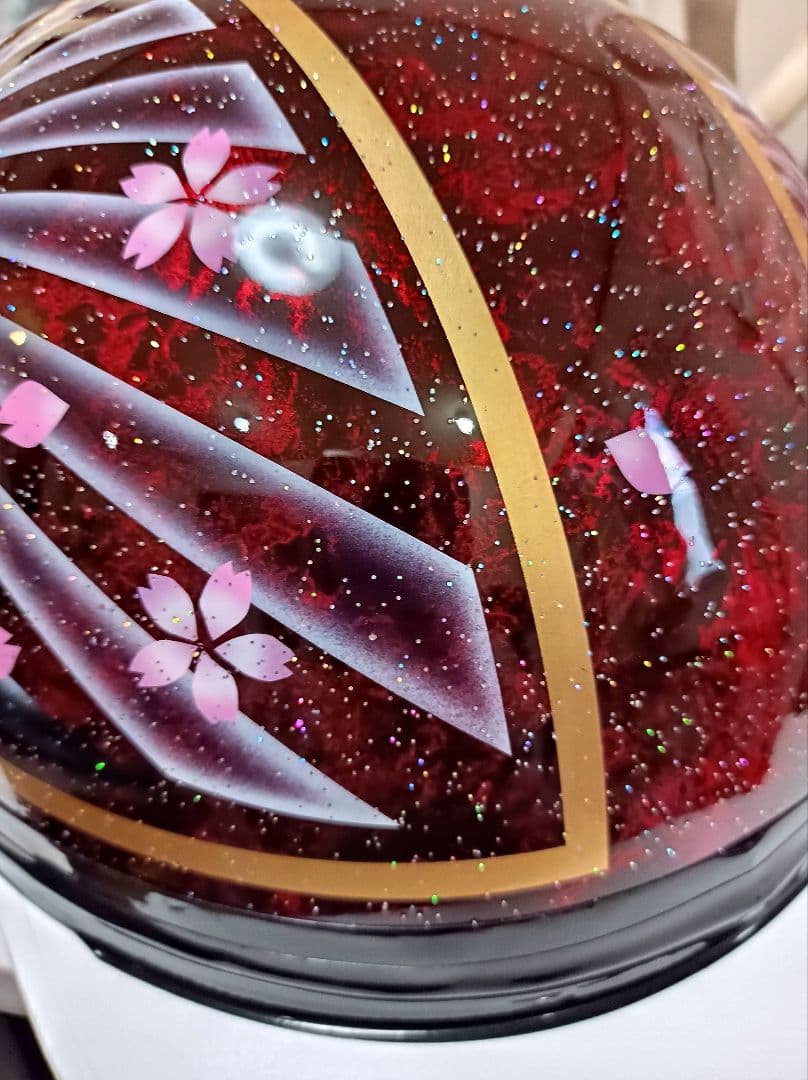 カスタムコルク半　Candyレッドラップ✘龍エアーブラシ　七色ラメ