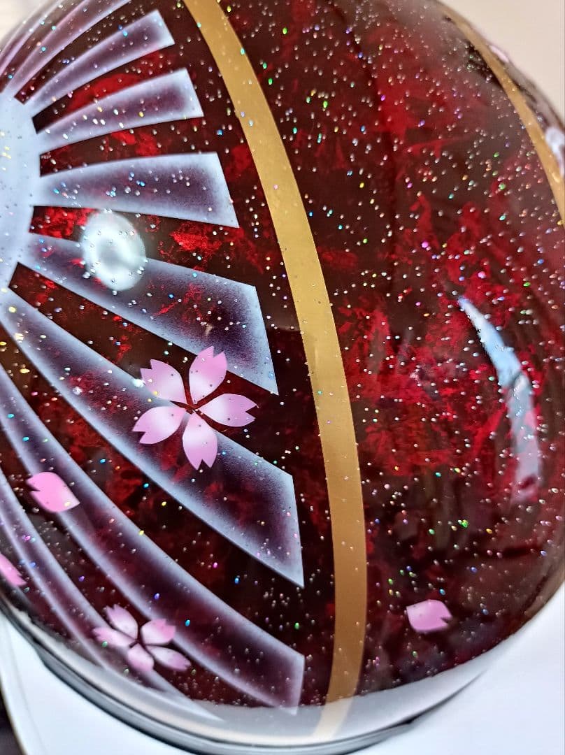 カスタムコルク半　Candyレッドラップ✘龍エアーブラシ　七色ラメ
