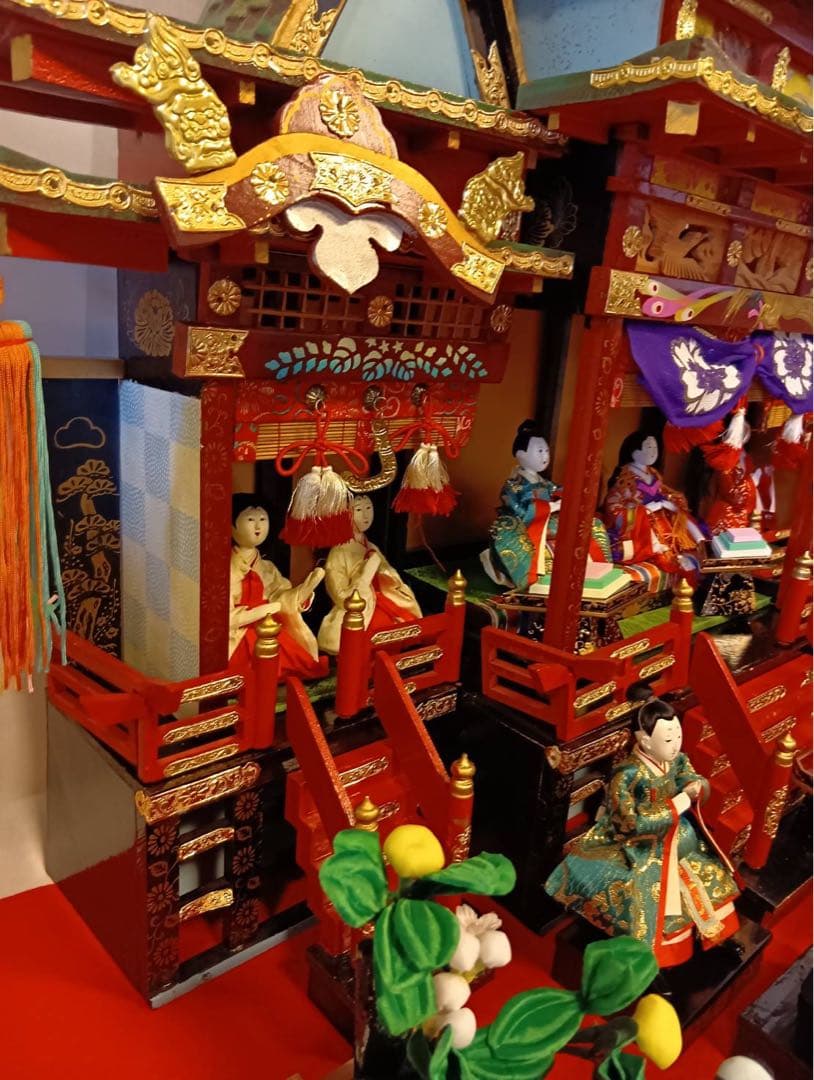 【ゆず】御殿飾りお人形飾り 道具付き