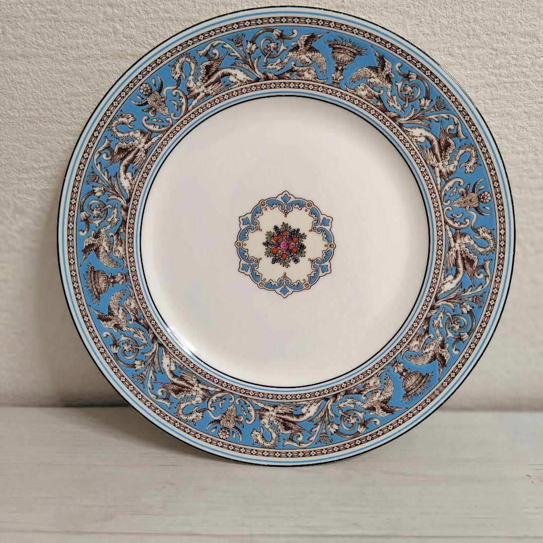  フロレンティーン ターコイズ プレート　27cm　2枚　黒壺