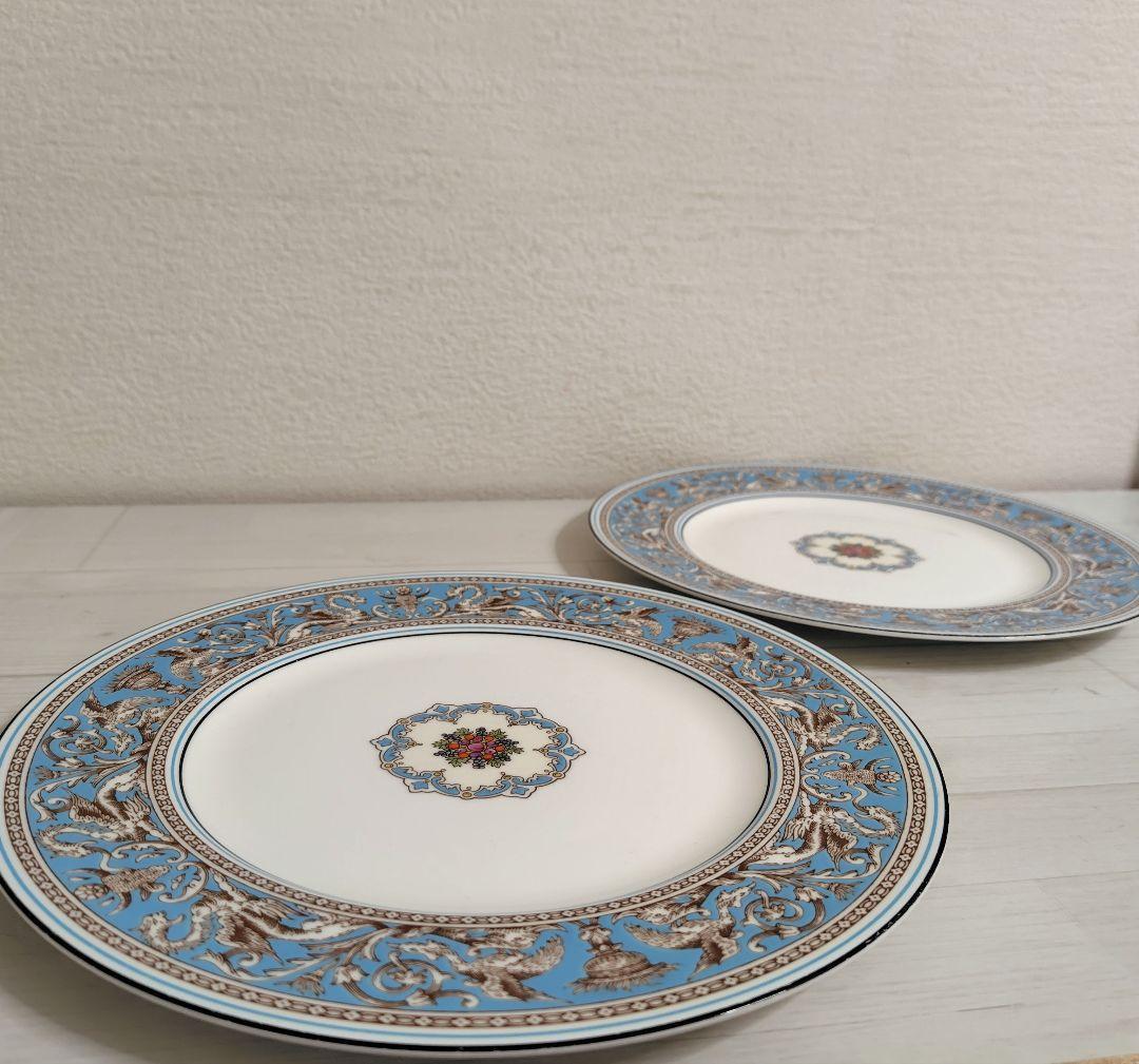  フロレンティーン ターコイズ プレート　27cm　2枚　黒壺