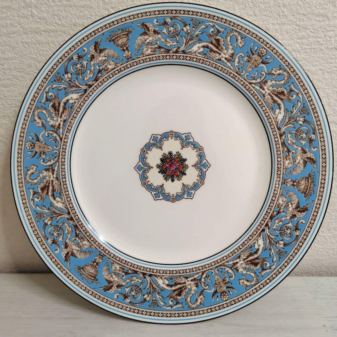  フロレンティーン ターコイズ プレート　27cm　2枚　黒壺