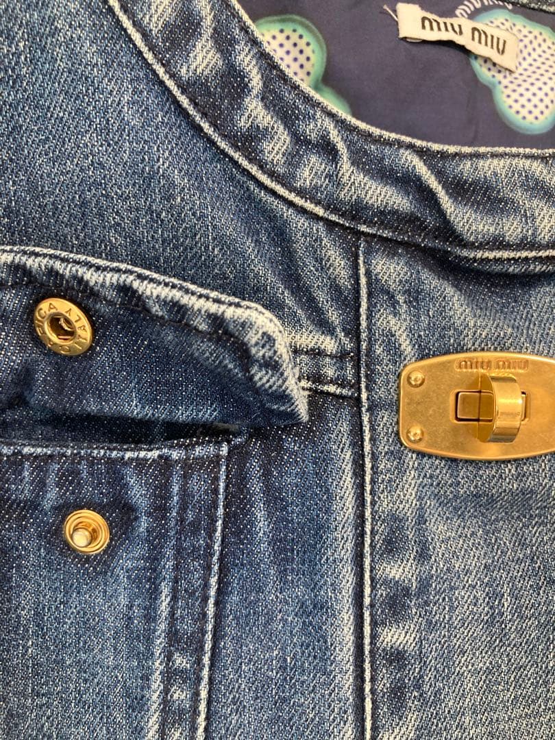 MIU MIU ミュウミュウ デニム ジャケット Gジャン ノーカラー