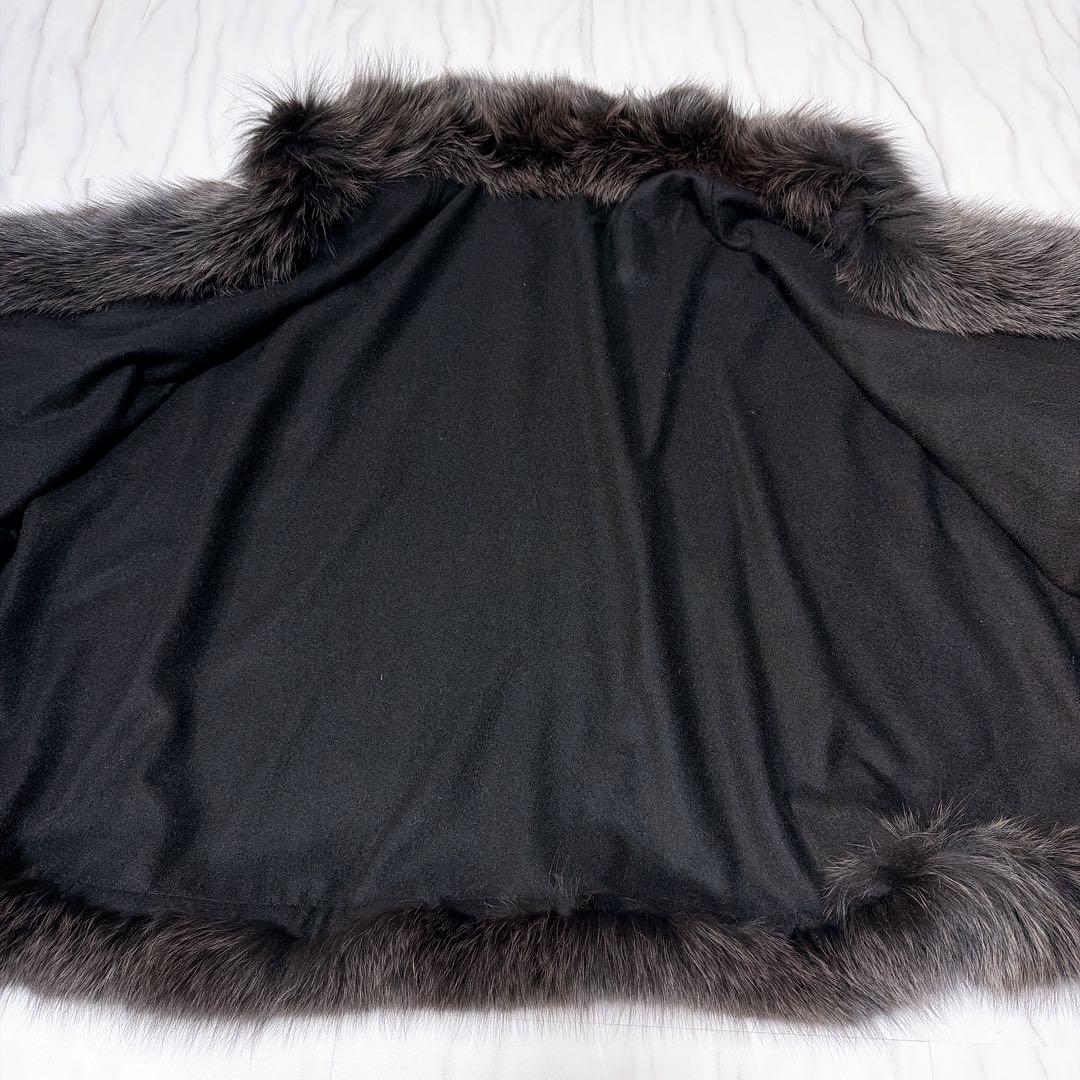 SAGA FURS カシミヤ100% ポンチョ ケープコート ブルーフォックス