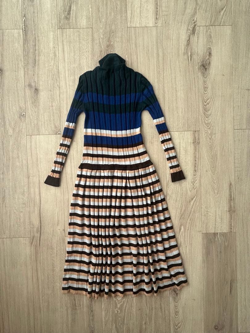 マルニ　MARNI リブボーダーニットワンピース　ロング