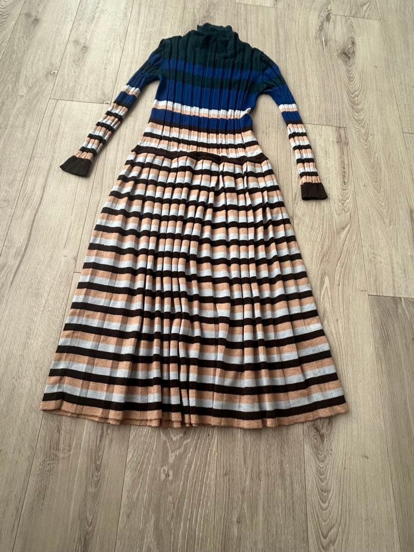 マルニ　MARNI リブボーダーニットワンピース　ロング