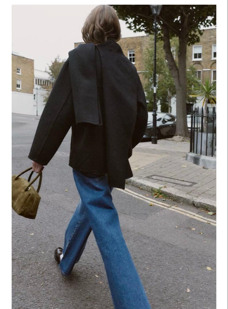 完売品⭐︎ZARA ウール ショートスカーフコート L ブラック 今期新作