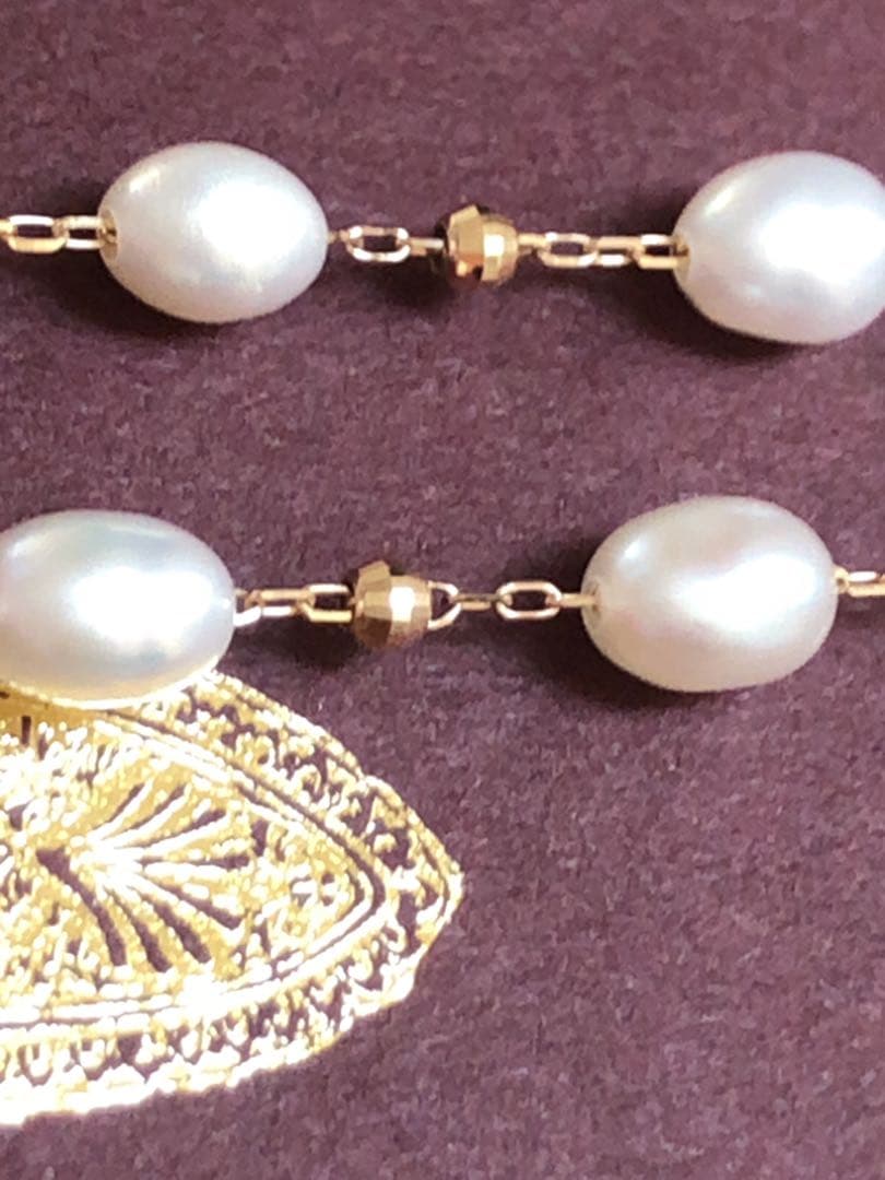 新品未使用☆agete SV真珠 ネックレスと K10ピアスチャームセット　箱付