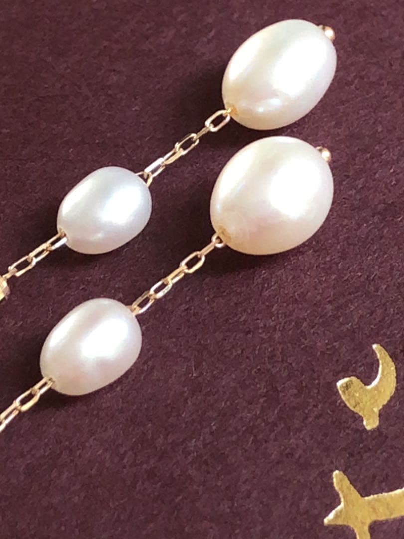 新品未使用☆agete SV真珠 ネックレスと K10ピアスチャームセット　箱付