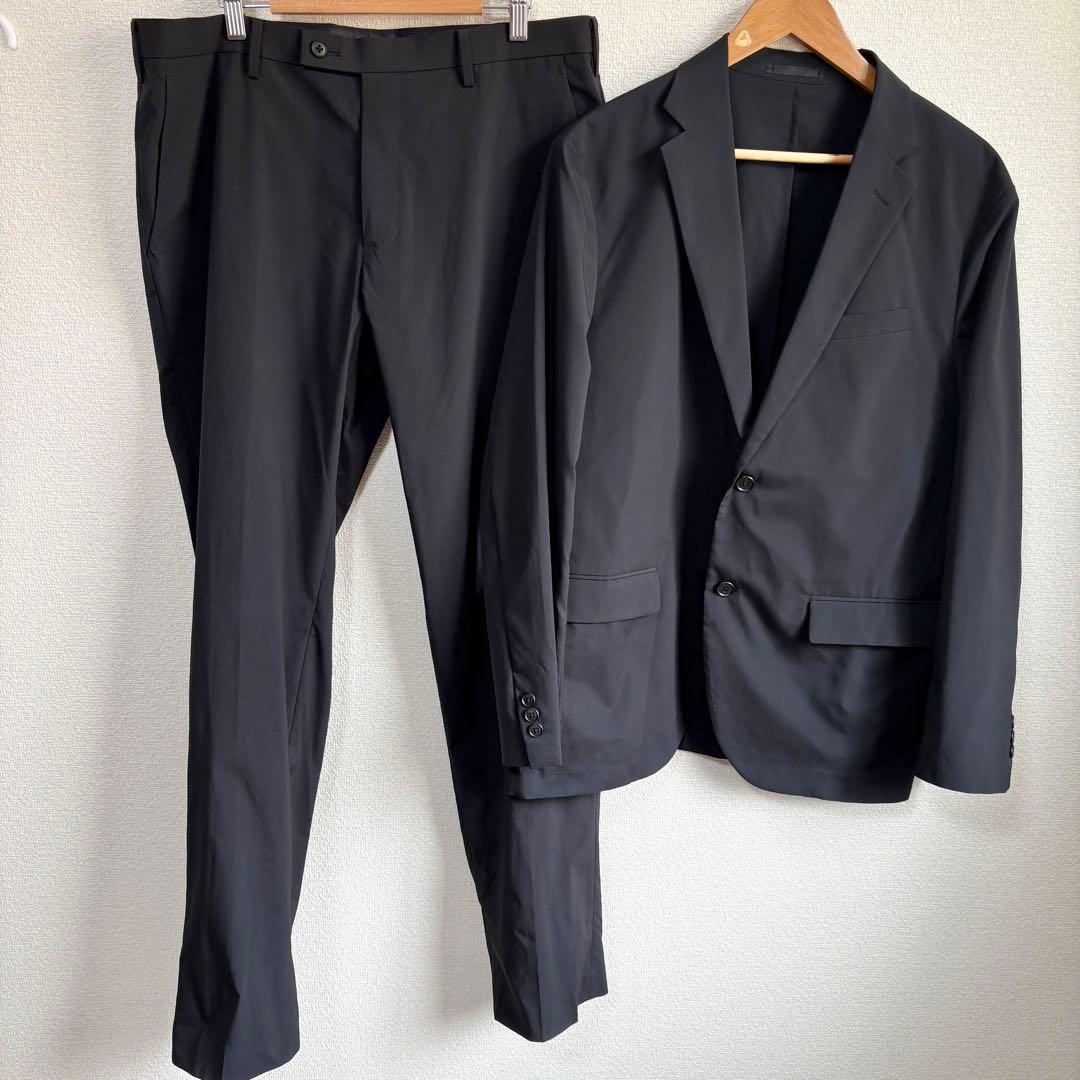 【超美品】ユニクロ 感動ジャケット コットンライク ブラックセットアップXL