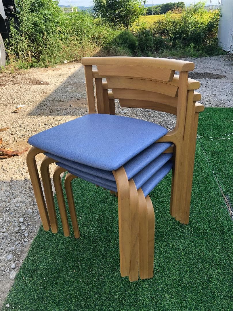 ●天童木工 椅子 イス 4脚 セット T-5348WB-ST型 天然木製フレーム