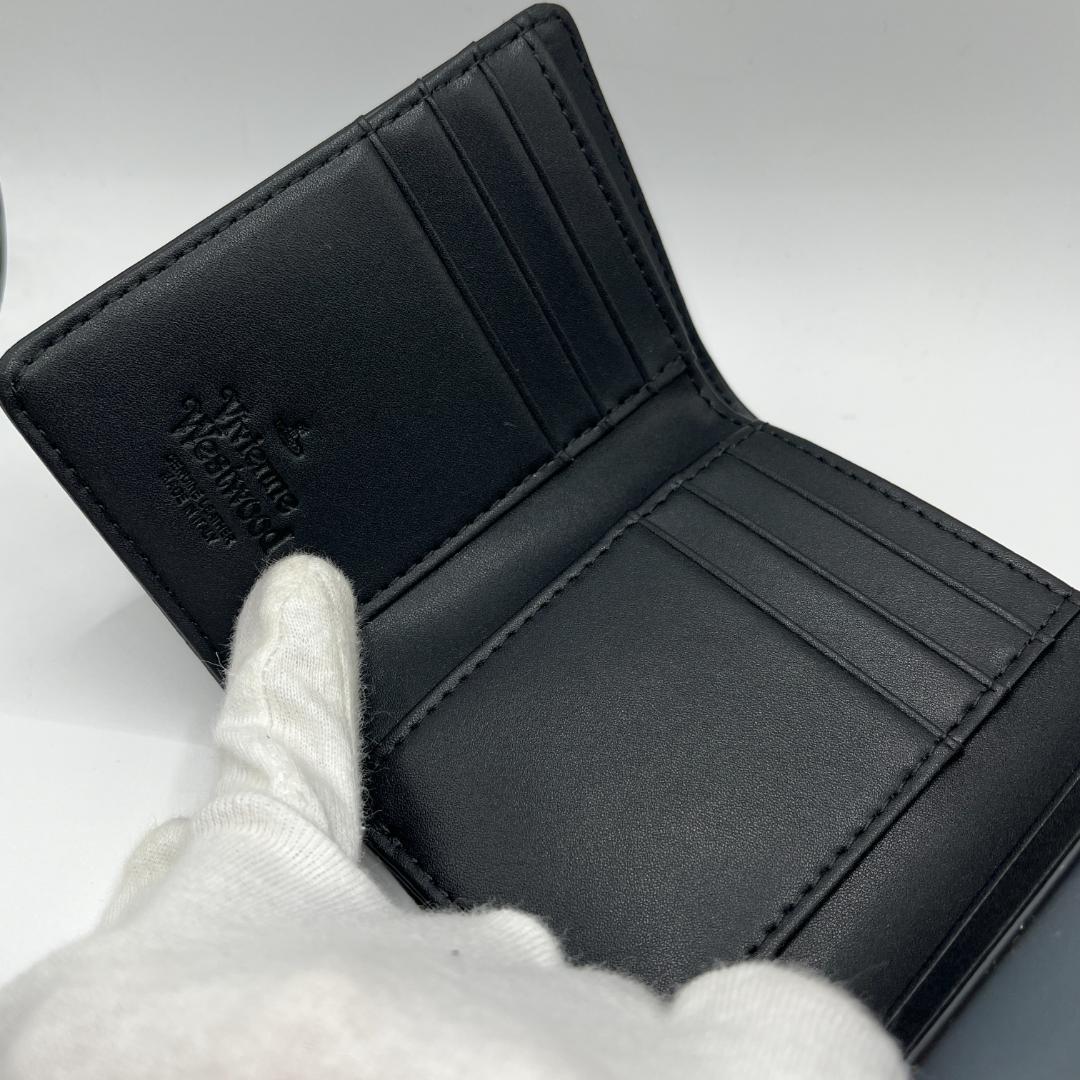 Vivienne Westwood 特価 がま口 定番マット 折財布 黒 型押し