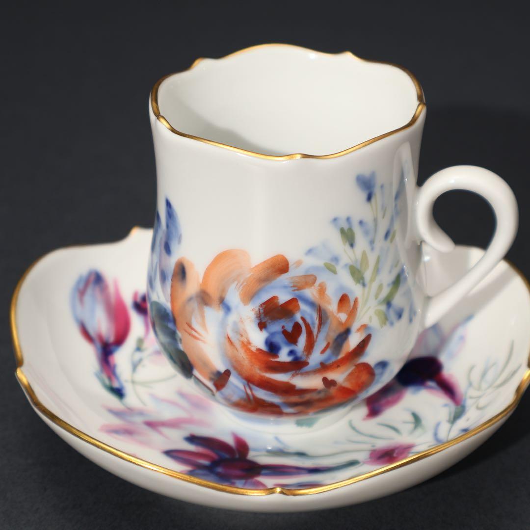 マイセン　カップ＆ソーサー６客　花　紙箱・袋付きR1552