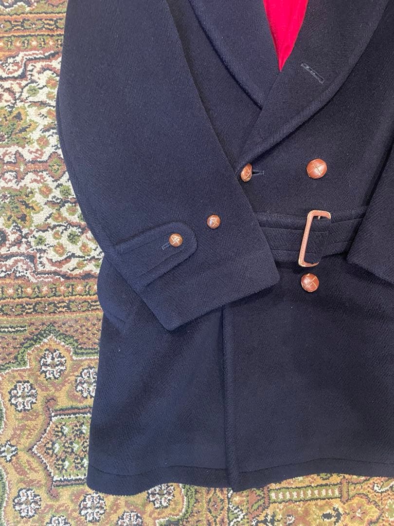 INVERTERE ネイビー ダブルブレスト ピーコート　ヘリンボーン　イギリス