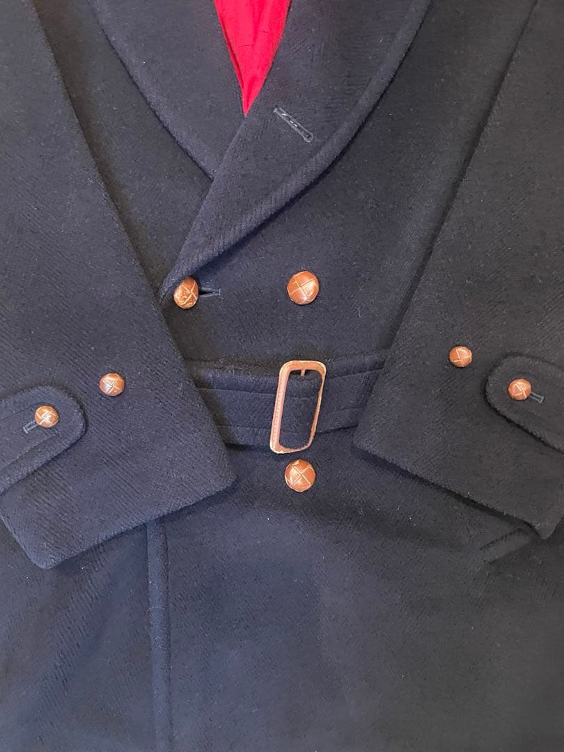 INVERTERE ネイビー ダブルブレスト ピーコート　ヘリンボーン　イギリス