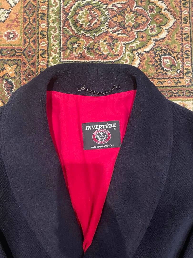 INVERTERE ネイビー ダブルブレスト ピーコート　ヘリンボーン　イギリス